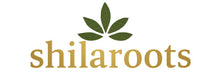 Logo of shilaroots with green leaves above the text on a white background